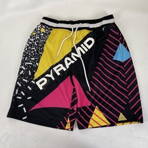 Black Pyramid Flat Front Elastic‎ Waistband Shorts Mens Size XL Multicolor
